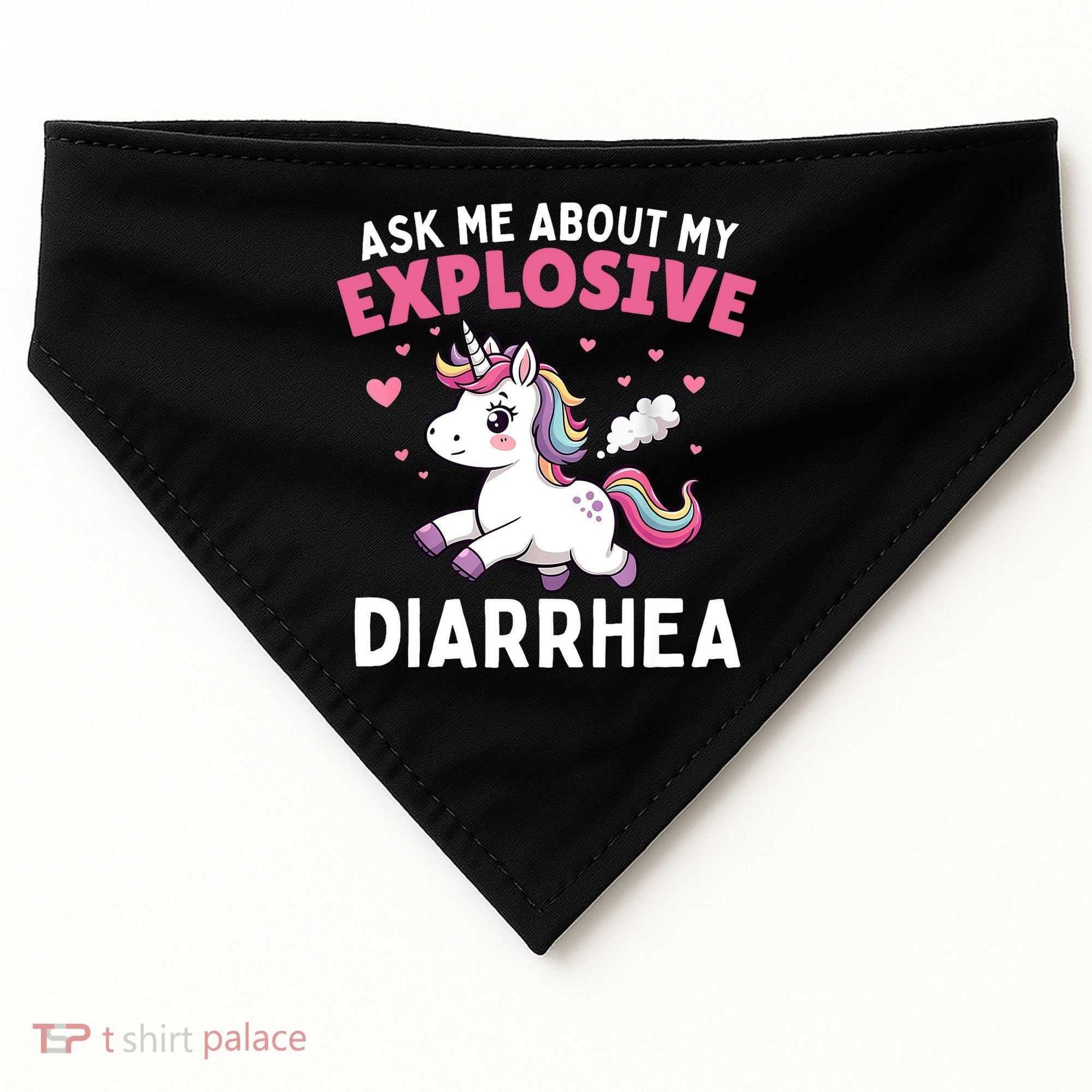 Ask Me About My Explosive Diarrhea Funny Poop Meme Unicorn  USA-Made Doggie Bandana