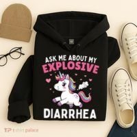 Ask Me About My Explosive Diarrhea Funny Poop Meme Unicorn  Hoodie thumb 4