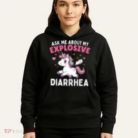 Ask Me About My Explosive Diarrhea Funny Poop Meme Unicorn  Hoodie thumb 5
