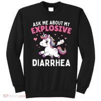 Ask Me About My Explosive Diarrhea Funny Poop Meme Unicorn  Sweatshirt thumb 0
