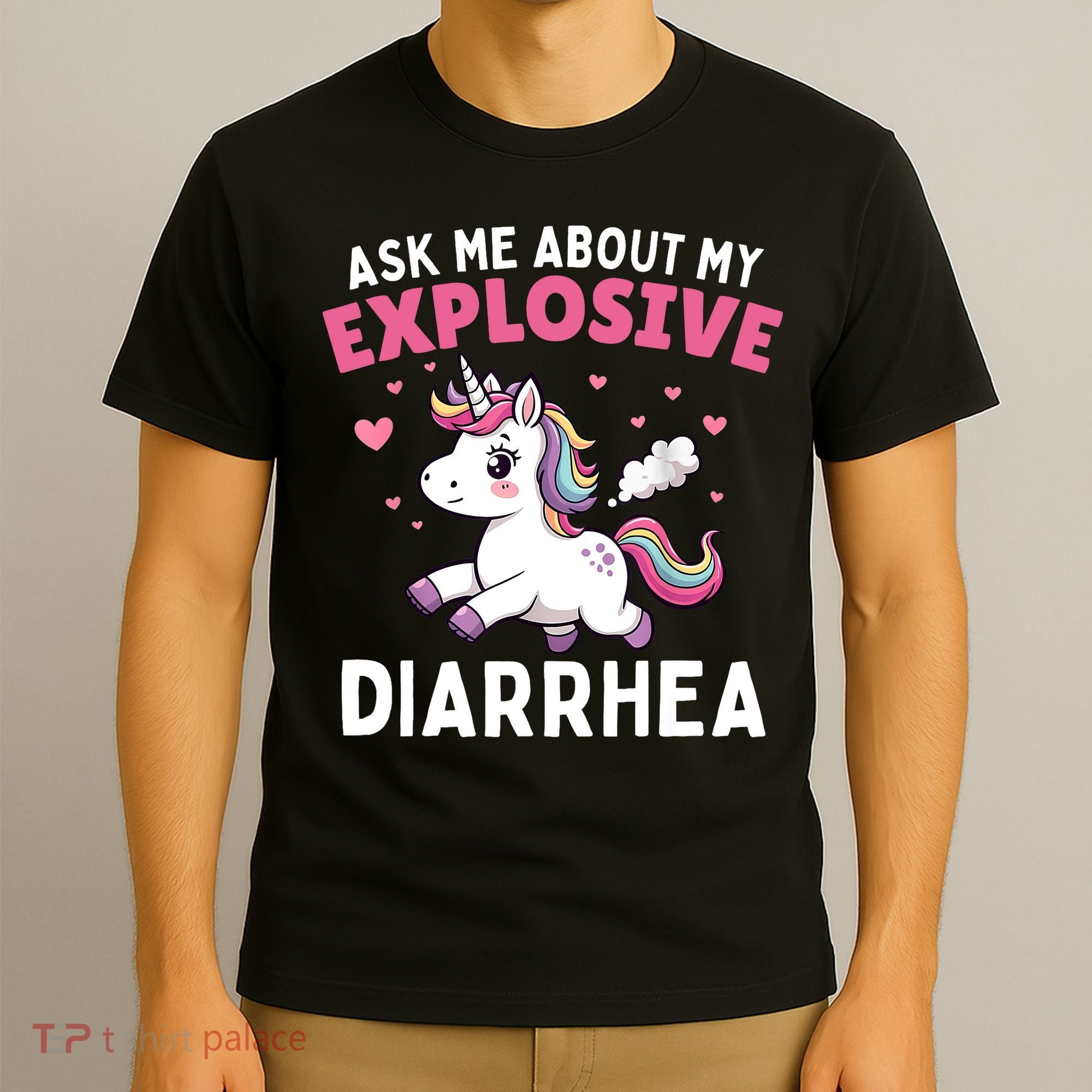 Ask Me About My Explosive Diarrhea Funny Poop Meme Unicorn  T-Shirt