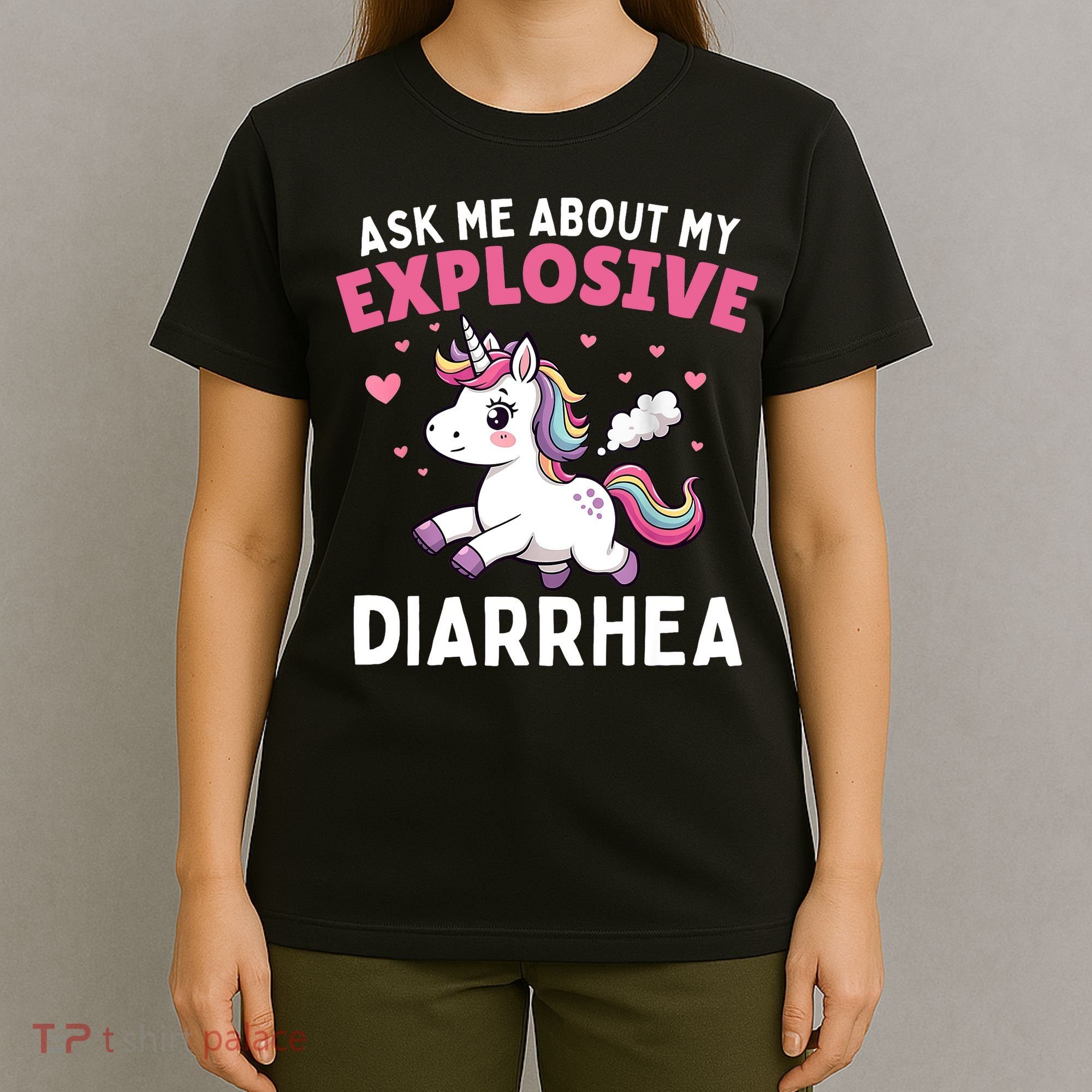 Ask Me About My Explosive Diarrhea Funny Poop Meme Unicorn  T-Shirt
