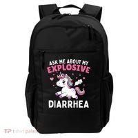 Ask Me About My Explosive Diarrhea Funny Poop Meme Unicorn  Backpack thumb 0