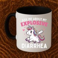 Ask Me About My Explosive Diarrhea Funny Poop Meme Unicorn  Coffee Mug thumb 2