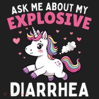 Ask Me About My Explosive Diarrhea Funny Poop Meme Unicorn  Beanie thumb 2
