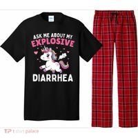 Ask Me About My Explosive Diarrhea Funny Poop Meme Unicorn  Pajama Set thumb 0