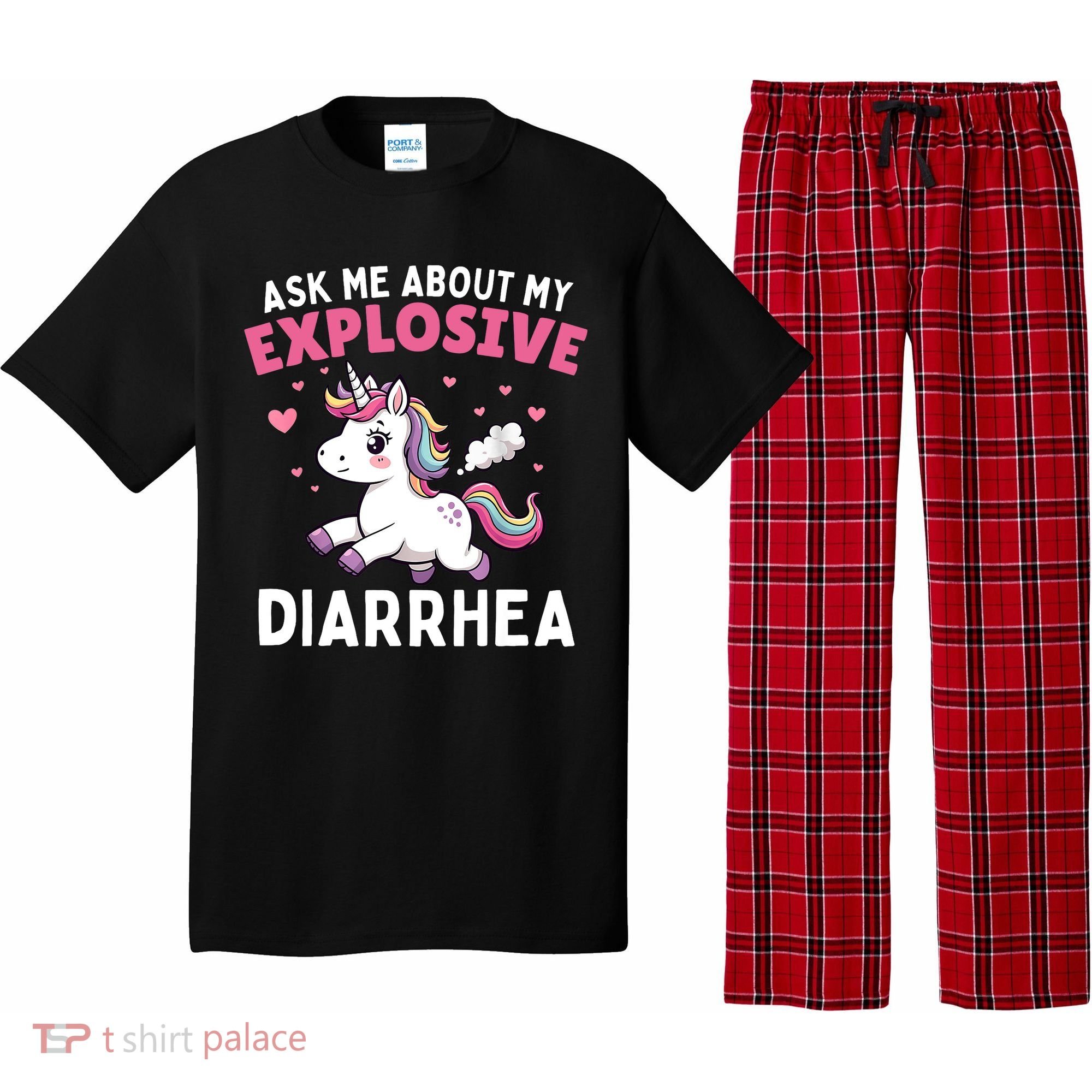 Ask Me About My Explosive Diarrhea Funny Poop Meme Unicorn  Pajama Set