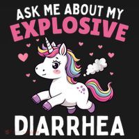Ask Me About My Explosive Diarrhea Funny Poop Meme Unicorn  Women's Hoodie thumb 2