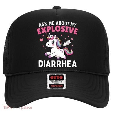 Ask Me About My Explosive Diarrhea Funny Poop Meme Unicorn  Hat