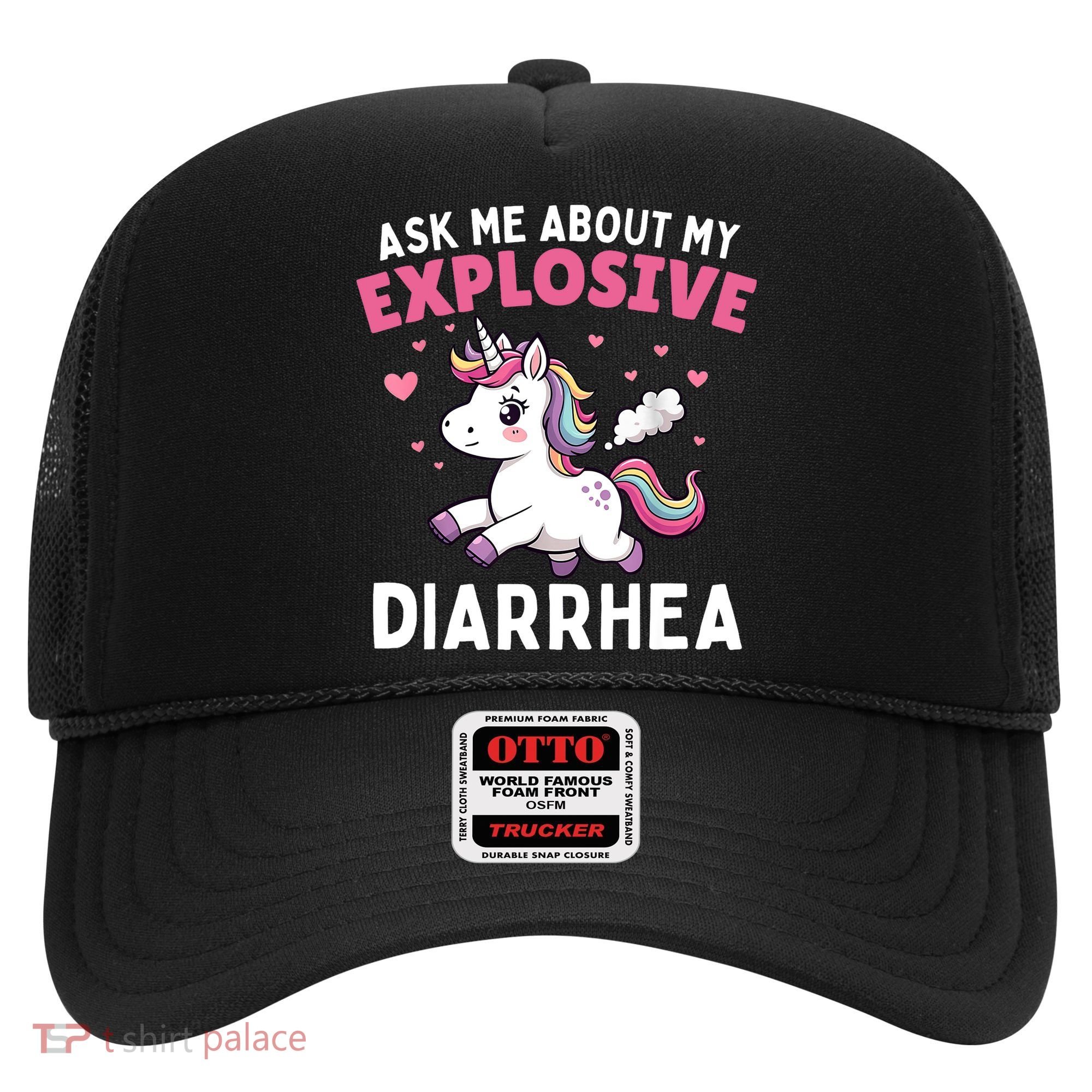 Ask Me About My Explosive Diarrhea Funny Poop Meme Unicorn  Hat