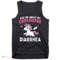 Ask Me About My Explosive Diarrhea Funny Poop Meme Unicorn  Tank Top thumb 0