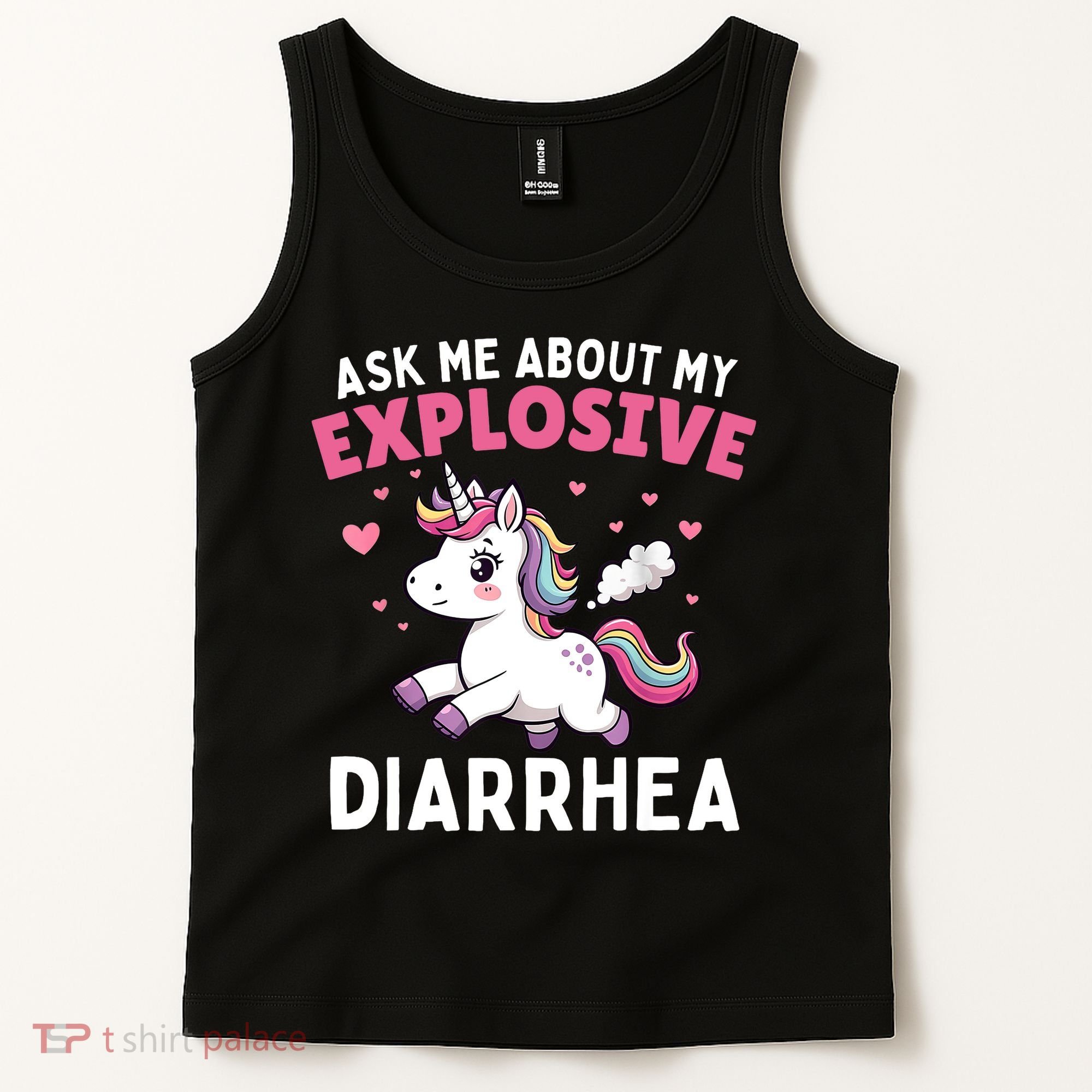 Ask Me About My Explosive Diarrhea Funny Poop Meme Unicorn  Tank Top