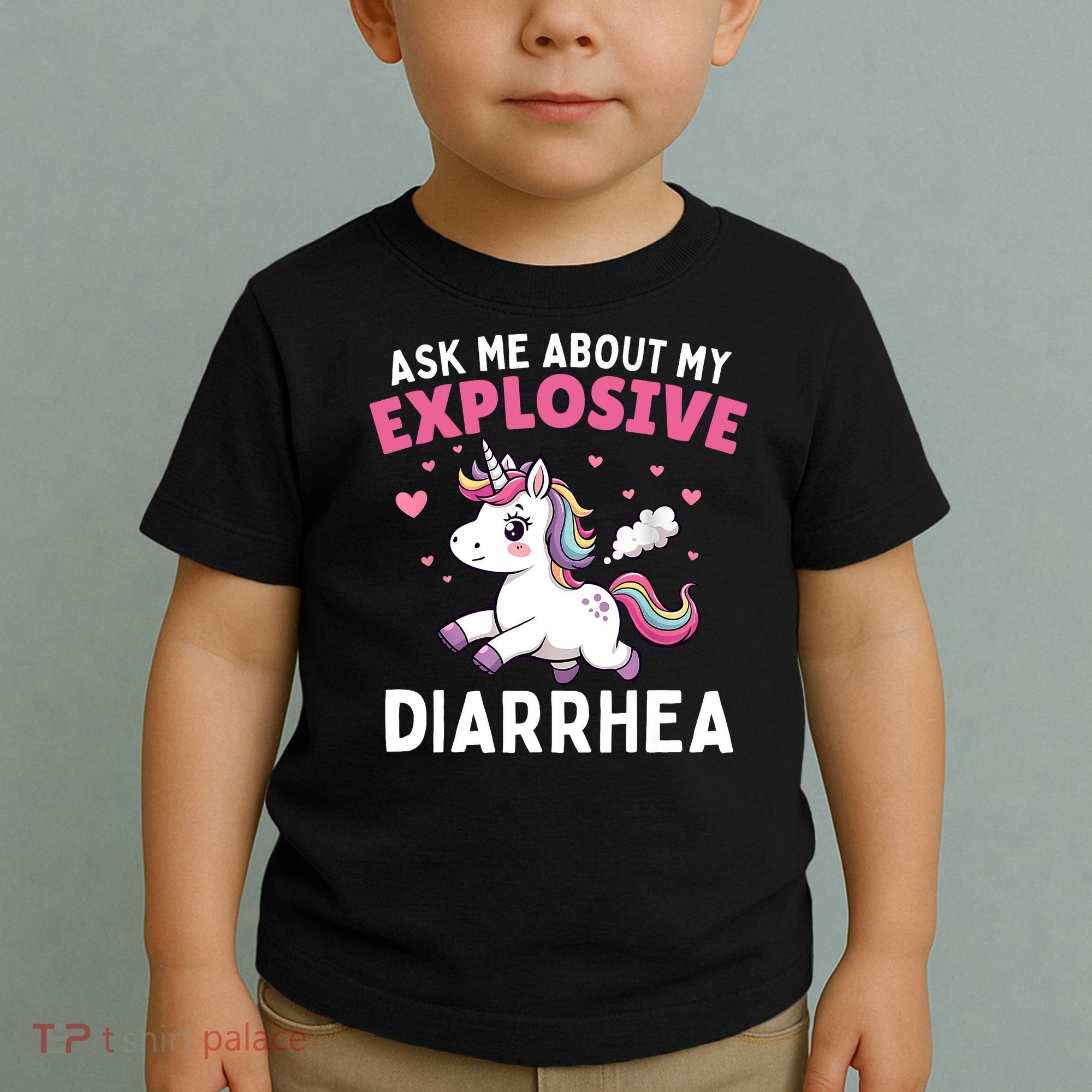 Ask Me About My Explosive Diarrhea Funny Poop Meme Unicorn  Toddler T-Shirt