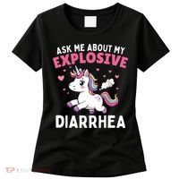 Ask Me About My Explosive Diarrhea Funny Poop Meme Unicorn  Women's T-Shirt thumb 0