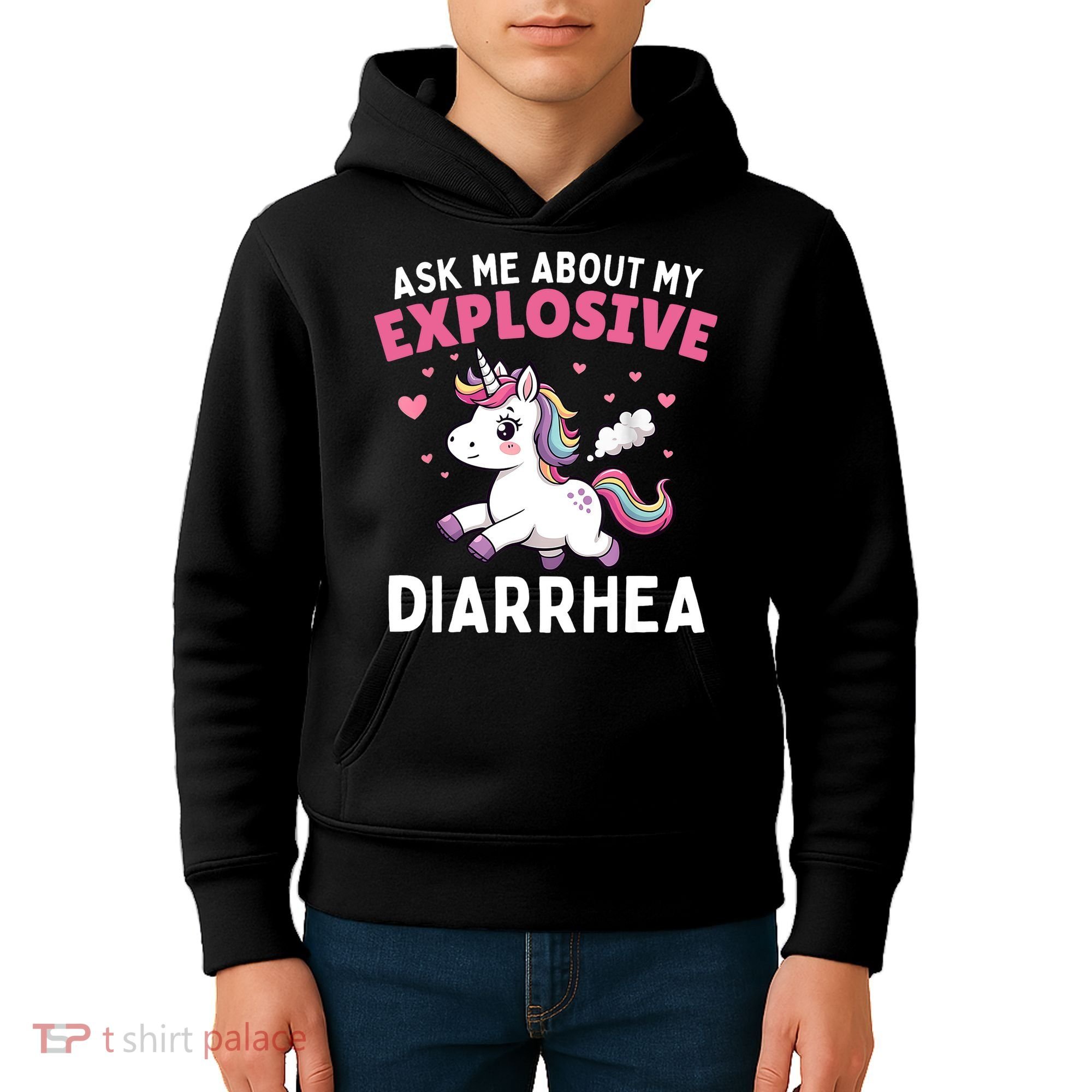 Ask Me About My Explosive Diarrhea Funny Poop Meme Unicorn  Kids Hoodie