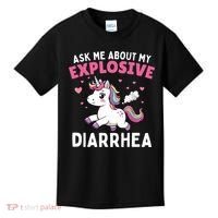 Ask Me About My Explosive Diarrhea Funny Poop Meme Unicorn  Kids T-Shirt thumb 0