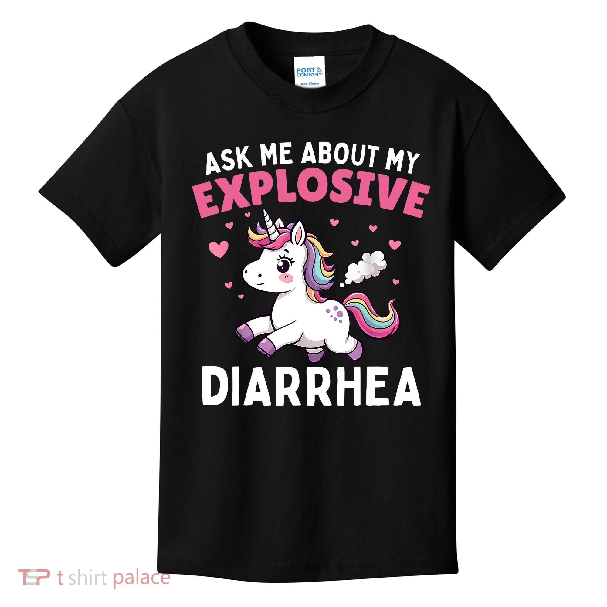 Ask Me About My Explosive Diarrhea Funny Poop Meme Unicorn  Kids T-Shirt