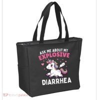 Ask Me About My Explosive Diarrhea Funny Poop Meme Unicorn  Tote Bag thumb 2