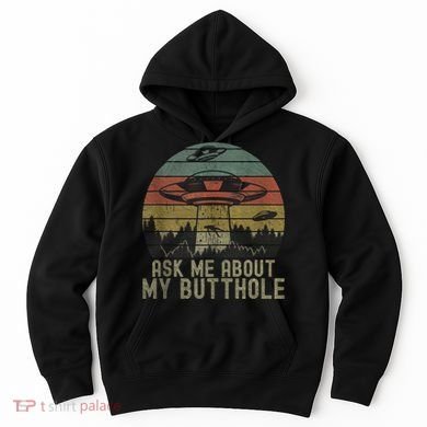 Ask Me About My Butthole Funny Retro Vintage Sunset Hoodie