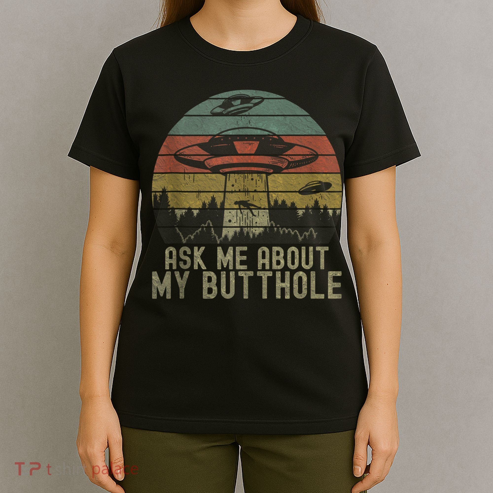 Ask Me About My Butthole Funny Retro Vintage Sunset T-Shirt