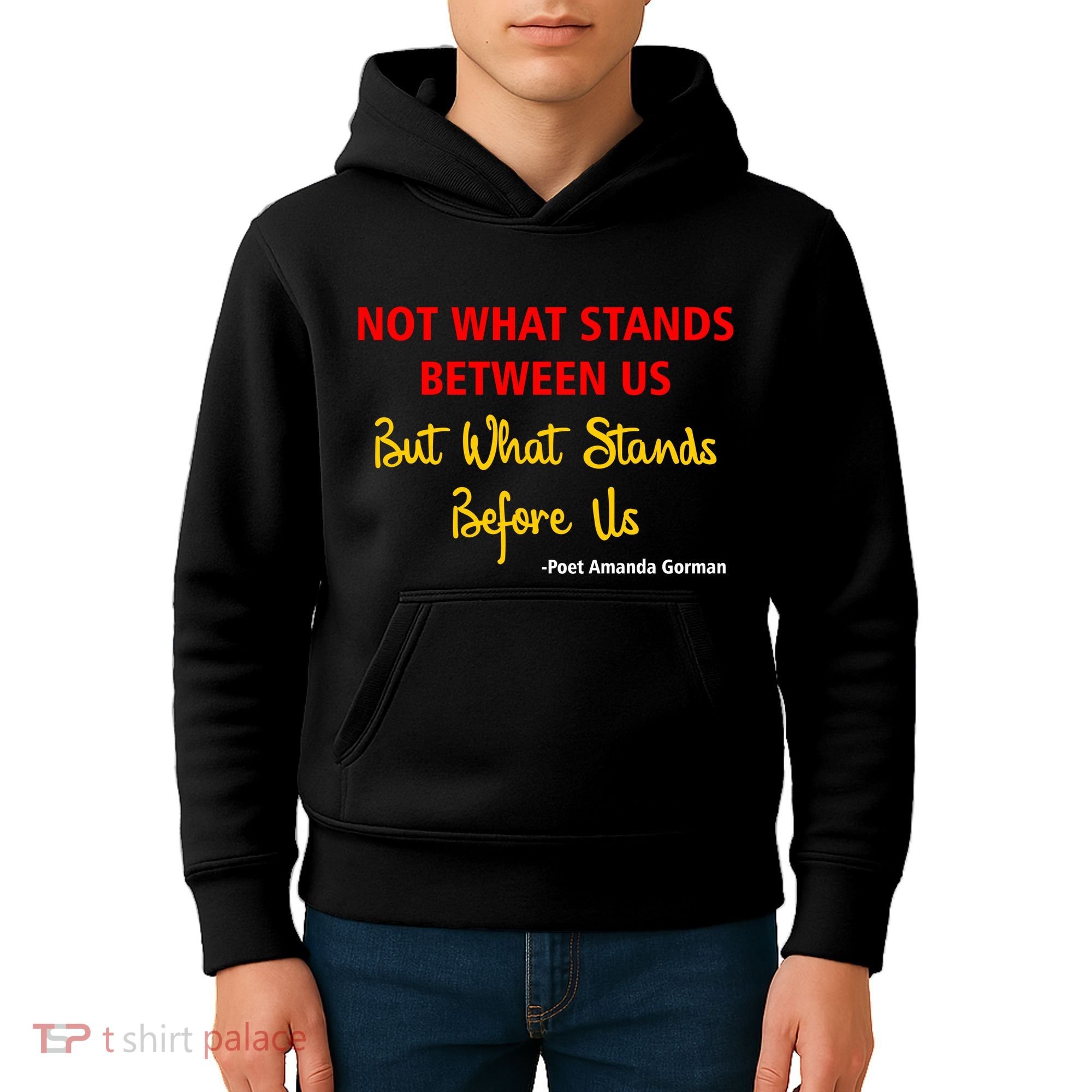 Amanda Gorman Poet What Stands Before Us Kids Hoodie