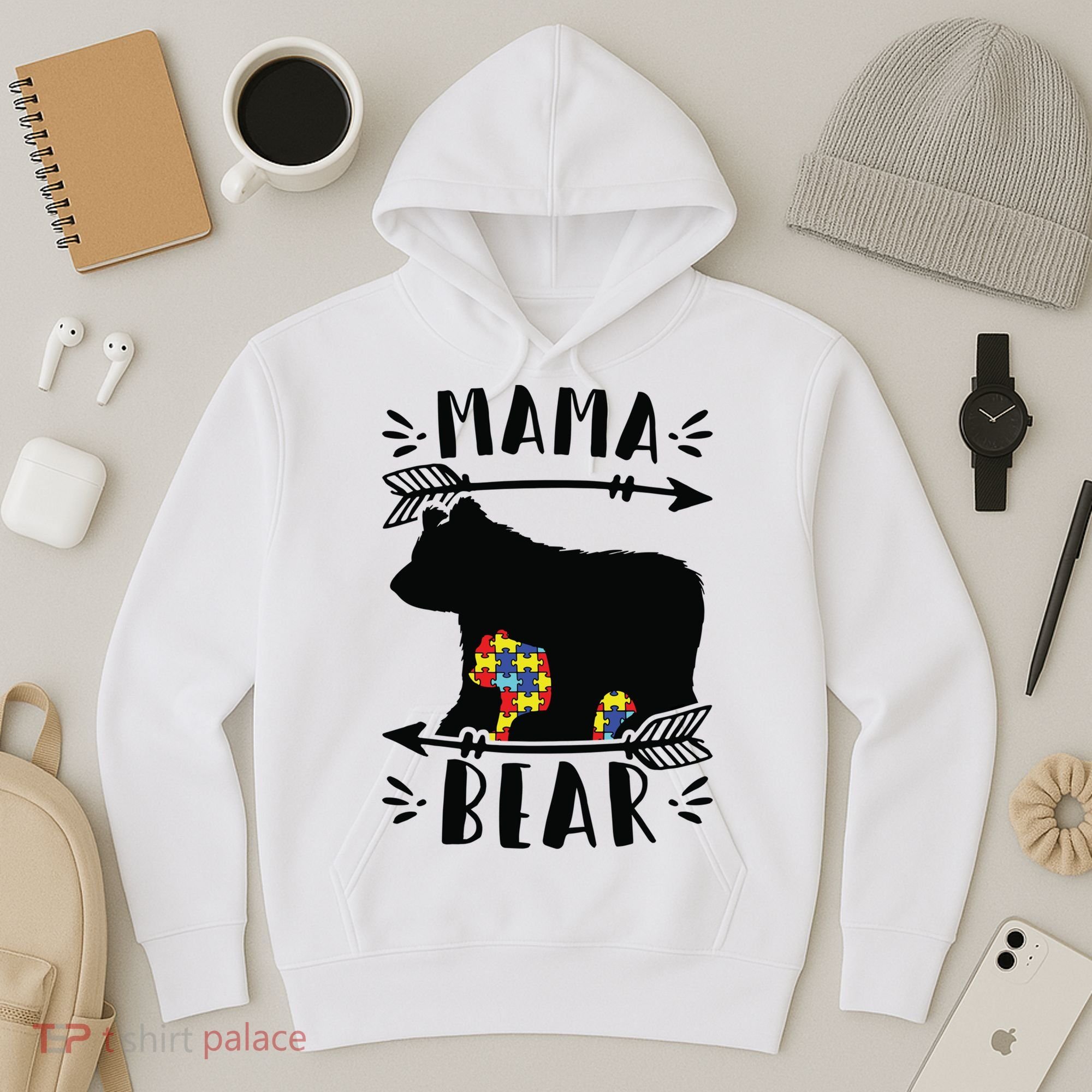 Autism Mama Bear Meaningful Gift Autism Mom Cool Gift Hoodie