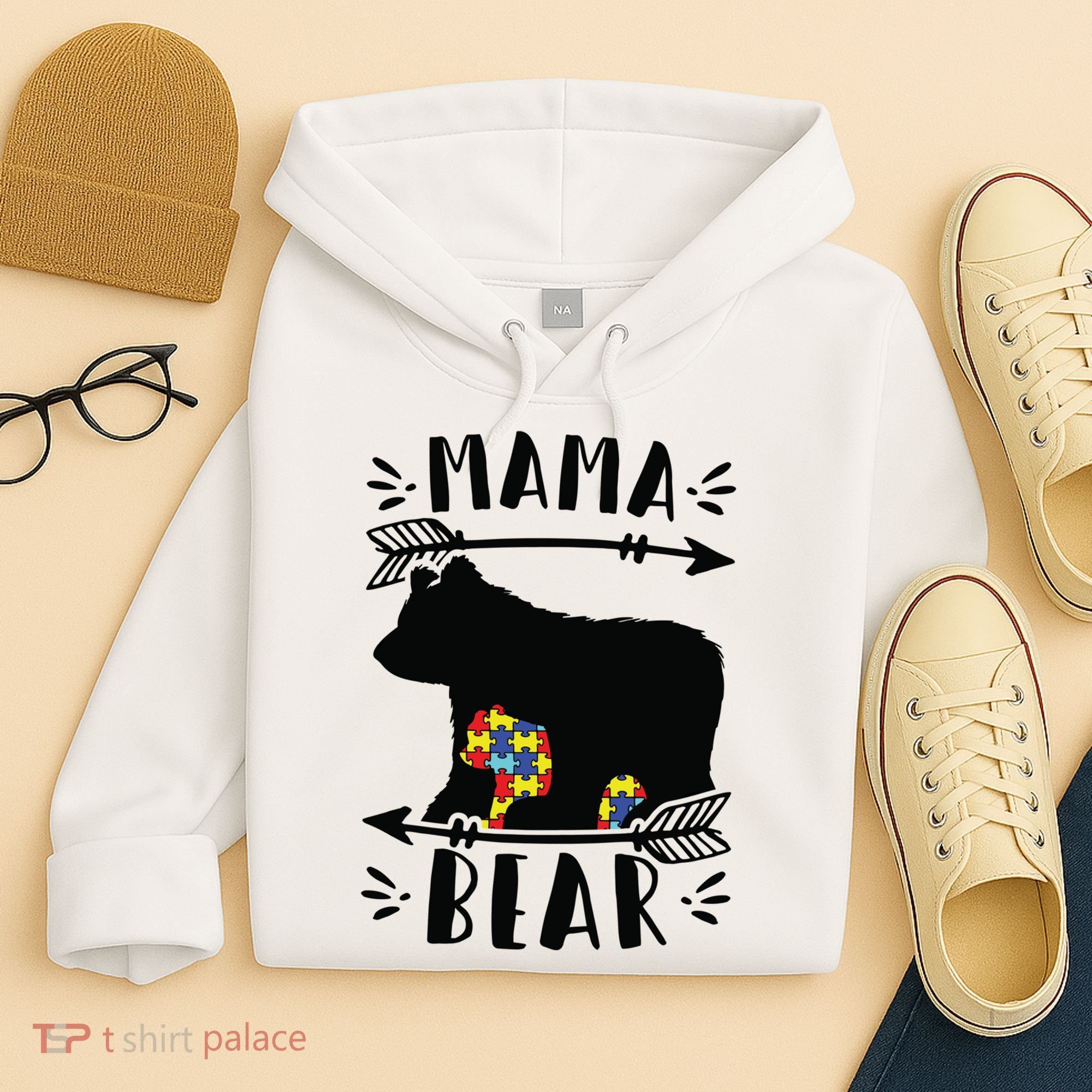 Autism Mama Bear Meaningful Gift Autism Mom Cool Gift Hoodie