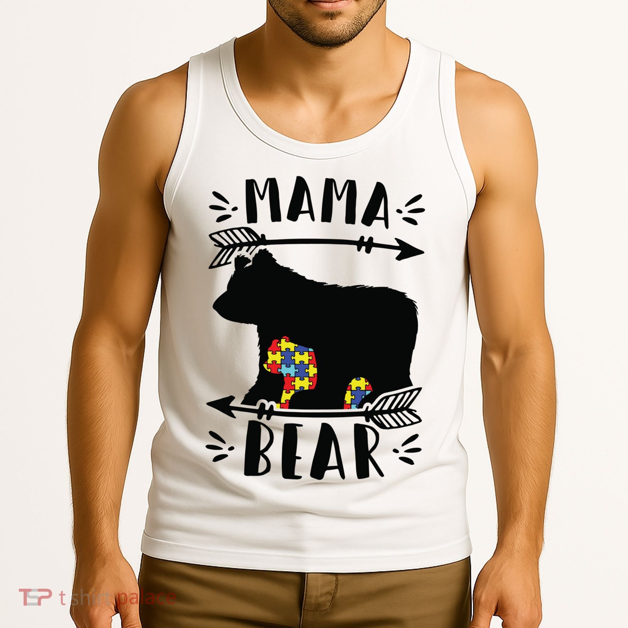 Autism Mama Bear Meaningful Gift Autism Mom Cool Gift Tank Top