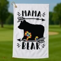Autism Mama Bear Meaningful Gift Autism Mom Cool Gift Golf Towel thumb 1