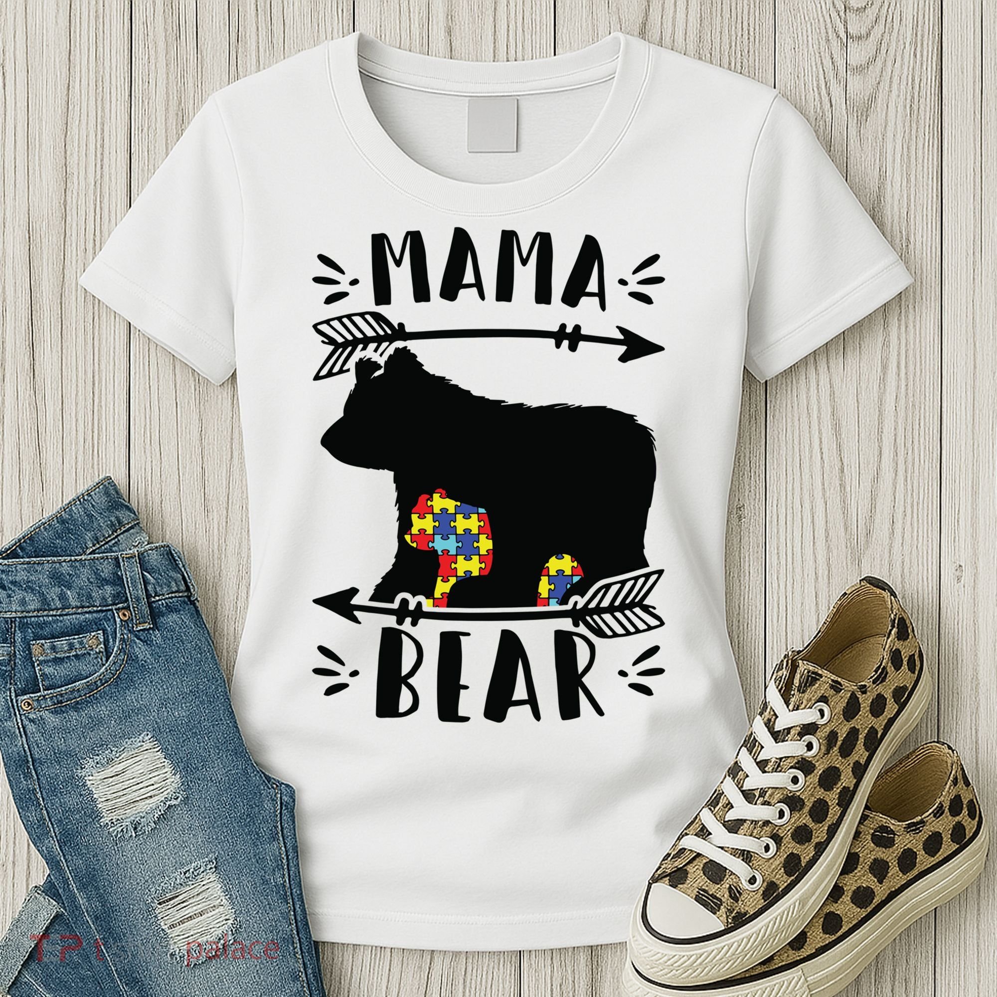Autism Mama Bear Meaningful Gift Autism Mom Cool Gift Women's T-Shirt