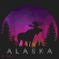 Alaska Moose Borealis Alaskan Landscape Women's Sweatshirt thumb 2