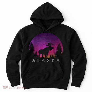 Alaska Moose Borealis Alaskan Landscape Hoodie