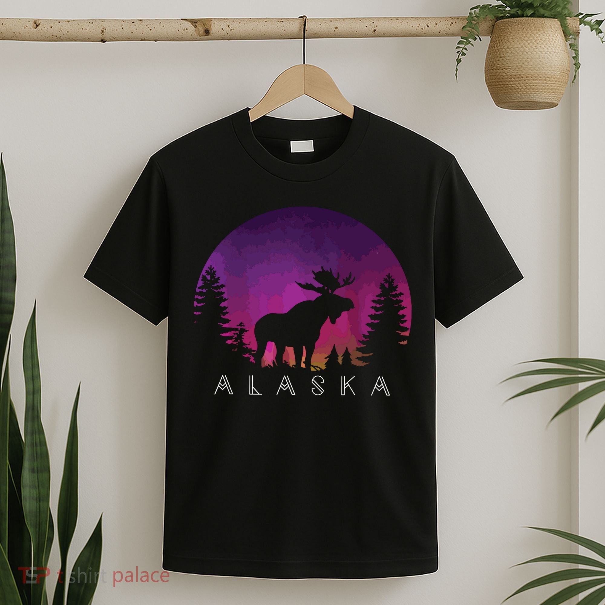 Alaska Moose Borealis Alaskan Landscape T-Shirt