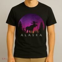 Alaska Moose Borealis Alaskan Landscape T-Shirt thumb 3
