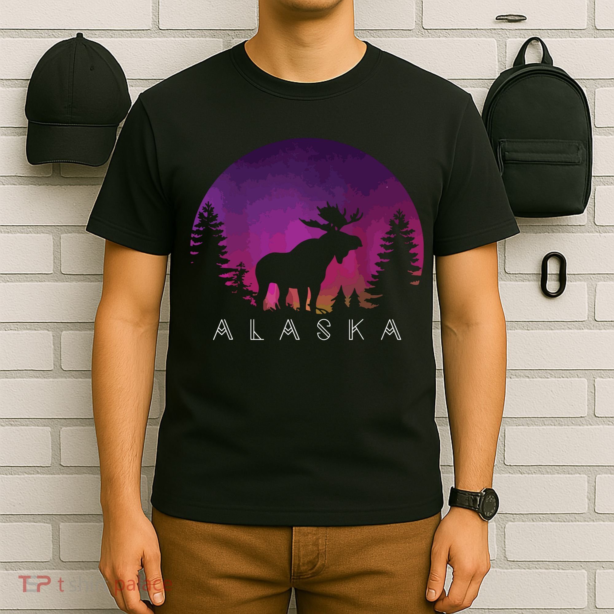 Alaska Moose Borealis Alaskan Landscape T-Shirt