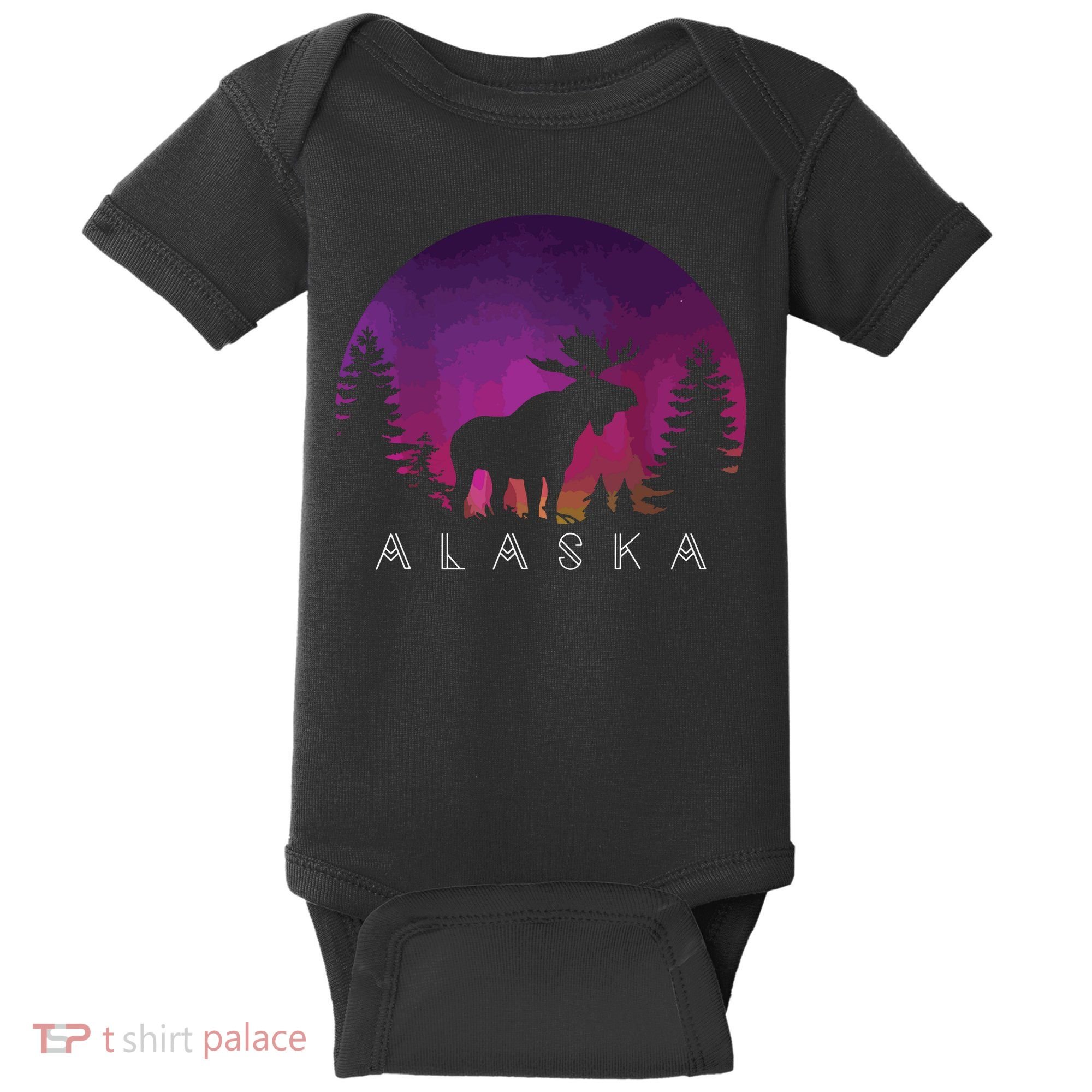 Alaska Moose Borealis Alaskan Landscape Baby Bodysuit