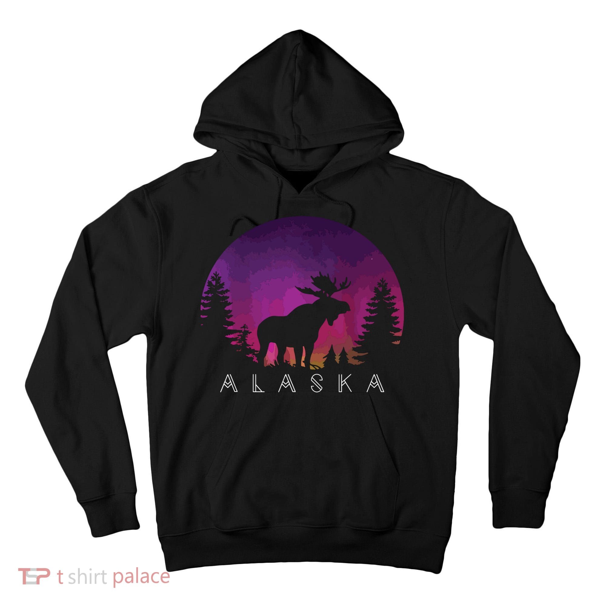 Alaska Moose Borealis Alaskan Landscape Tall Hoodie