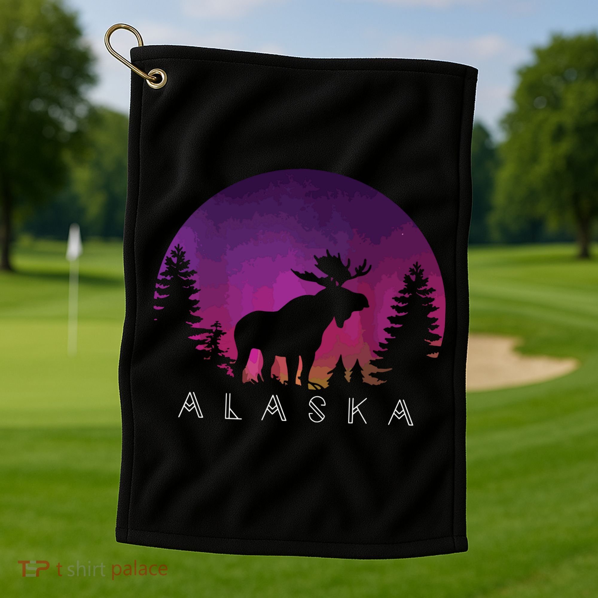 Alaska Moose Borealis Alaskan Landscape Golf Towel