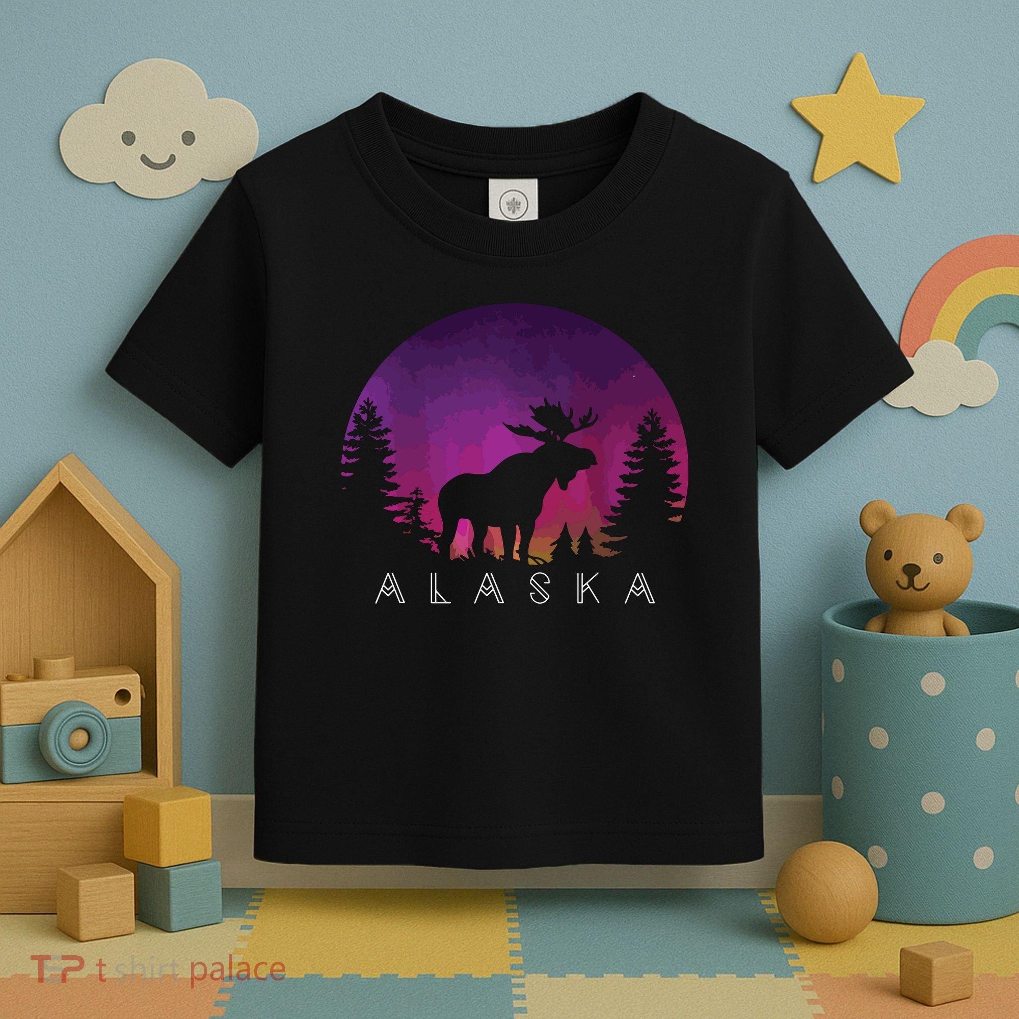 Alaska Moose Borealis Alaskan Landscape Toddler T-Shirt