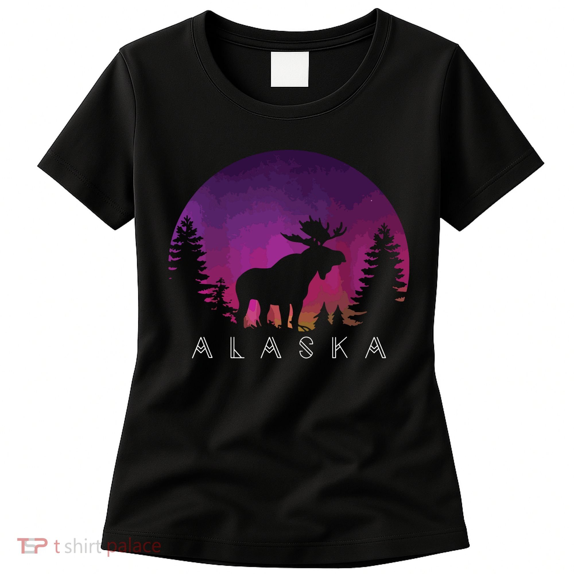 Alaska Moose Borealis Alaskan Landscape Women's T-Shirt
