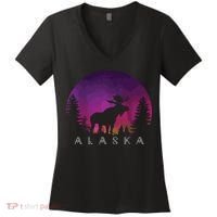 Alaska Moose Borealis Alaskan Landscape Women's V-Neck T-Shirt thumb 0