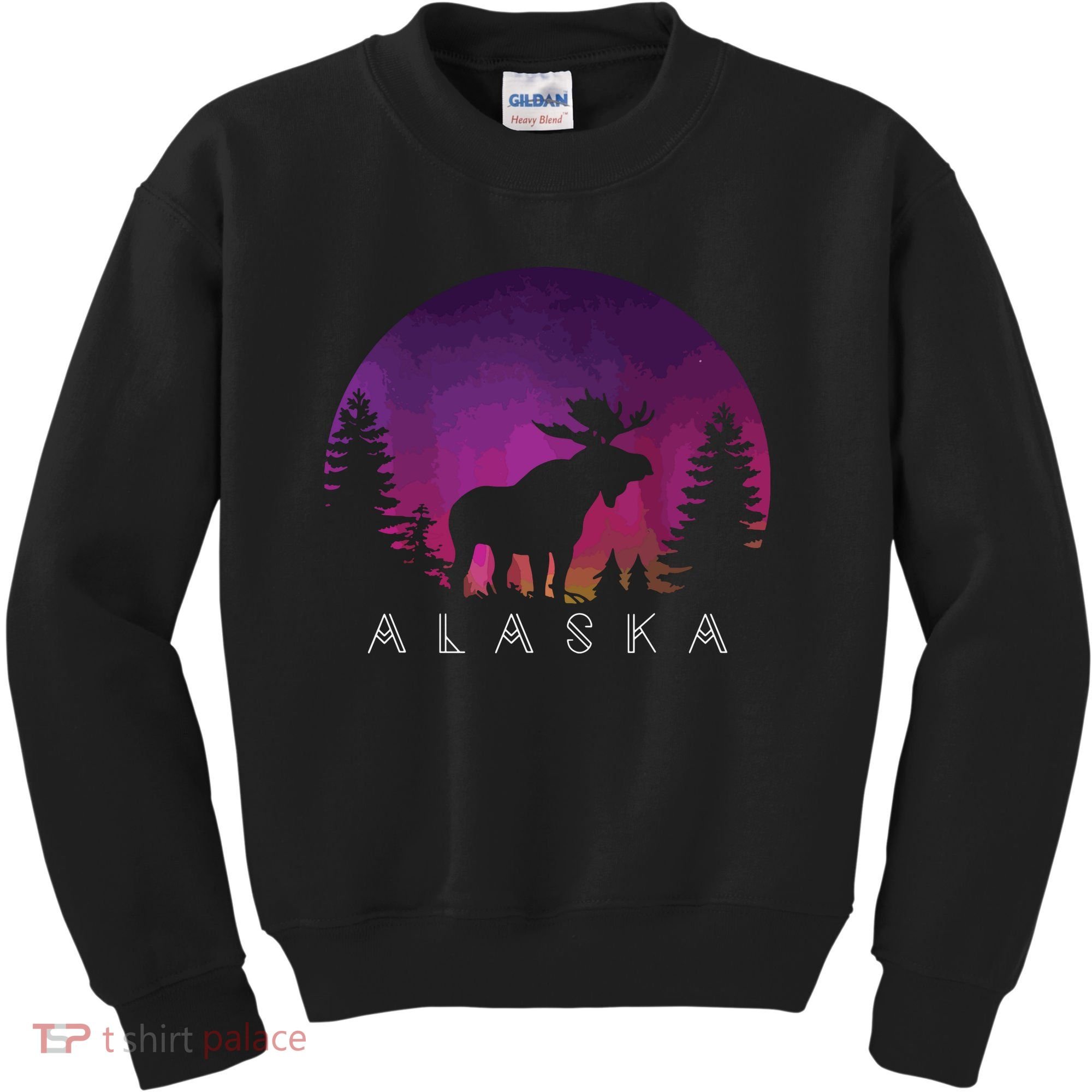 Alaska Moose Borealis Alaskan Landscape Kids Sweatshirt