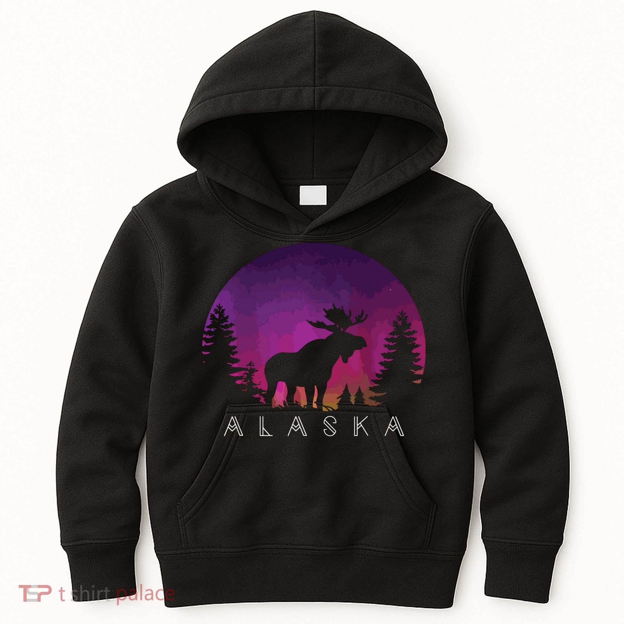 Alaska Moose Borealis Alaskan Landscape Kids Hoodie