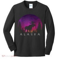 Alaska Moose Borealis Alaskan Landscape Kids Long Sleeve Shirt thumb 0