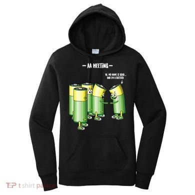 Aa Meeting Battery Alcohol Addict Beer Wine Funny Gift Women's Hoodie