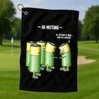Aa Meeting Battery Alcohol Addict Beer Wine Funny Gift Golf Towel thumb 1