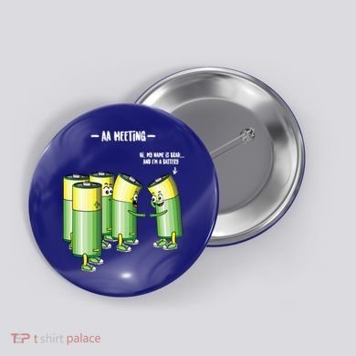 Aa Meeting Battery Alcohol Addict Beer Wine Funny Gift Button