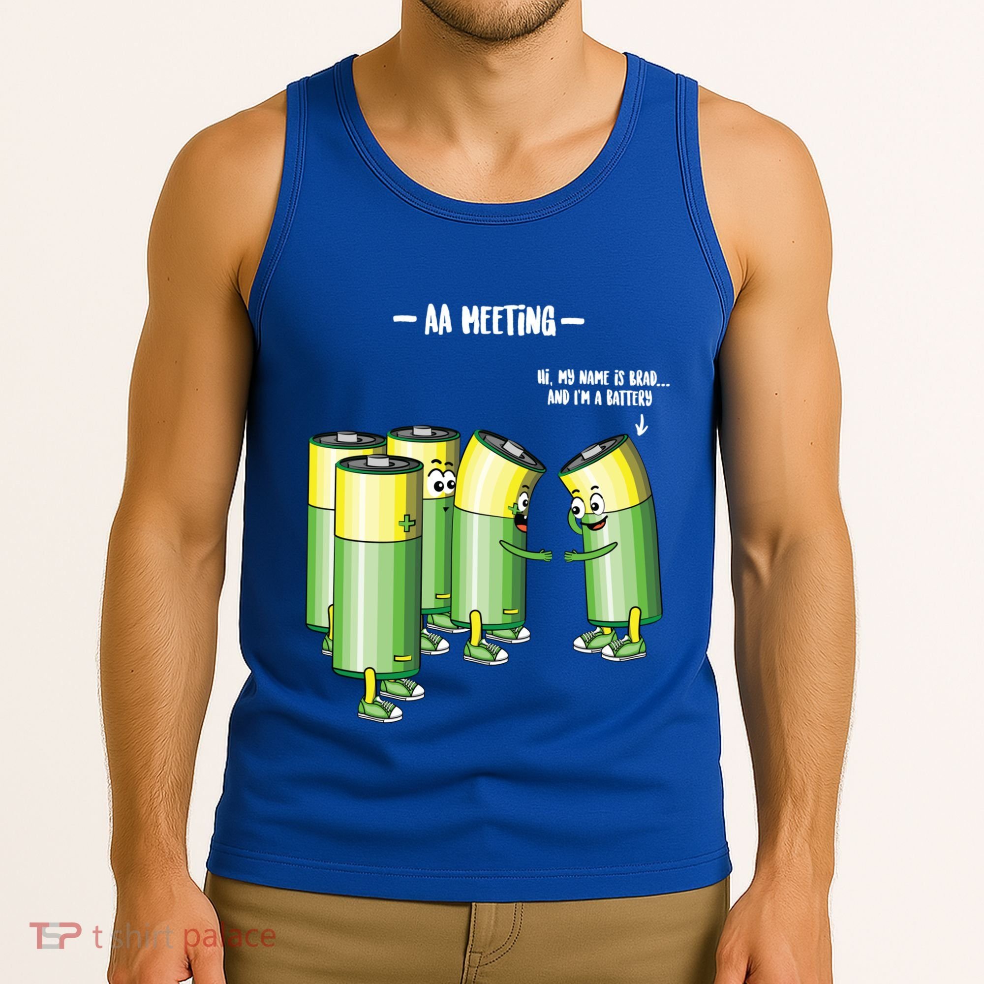Aa Meeting Battery Alcohol Addict Beer Wine Funny Gift Tank Top