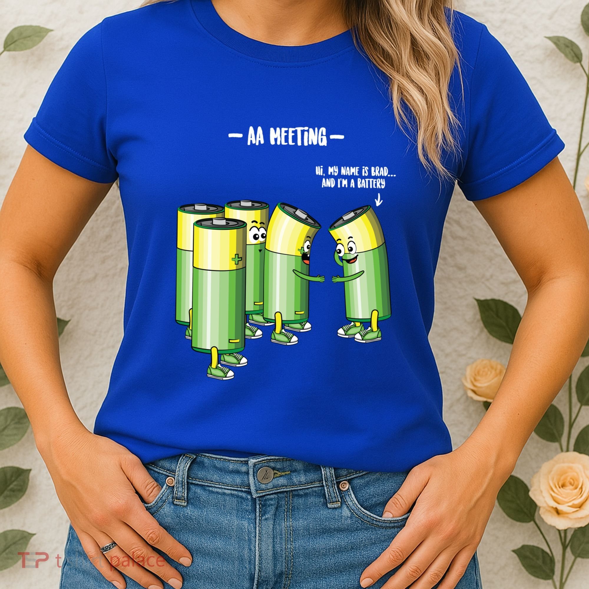 Aa Meeting Battery Alcohol Addict Beer Wine Funny Gift Women's T-Shirt