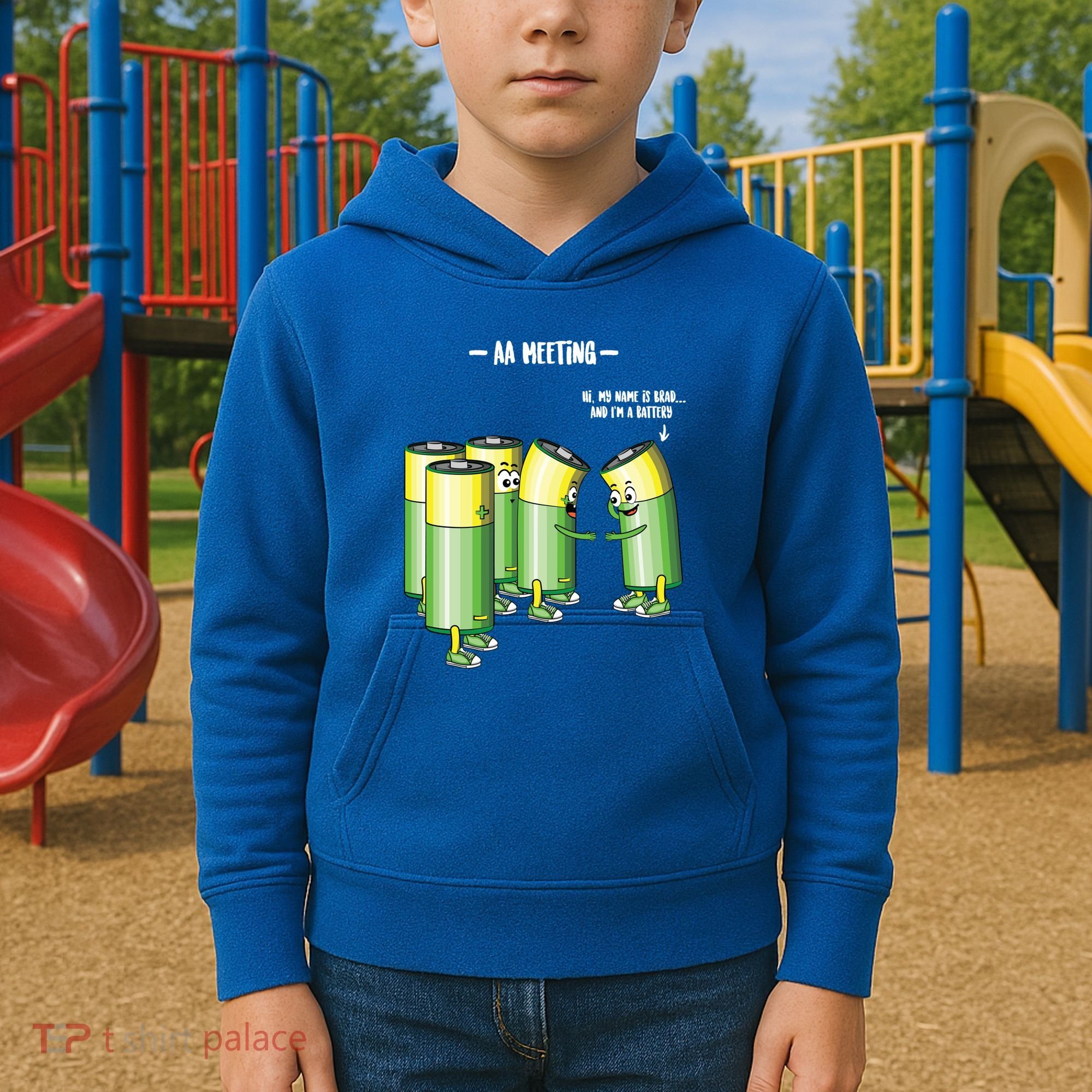 Aa Meeting Battery Alcohol Addict Beer Wine Funny Gift Kids Hoodie